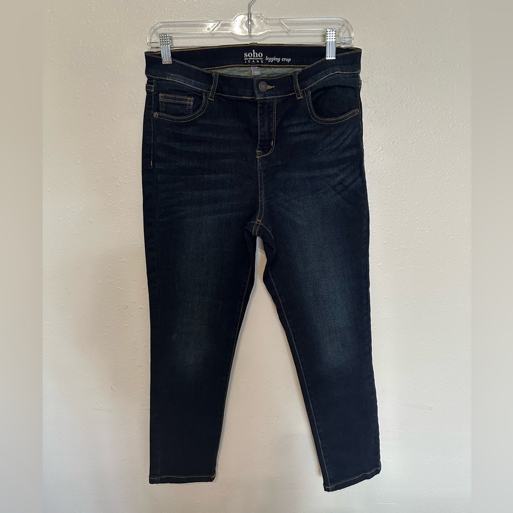 Soho New York and Company Dark Blue Denim Legging Crop Jean Size 10